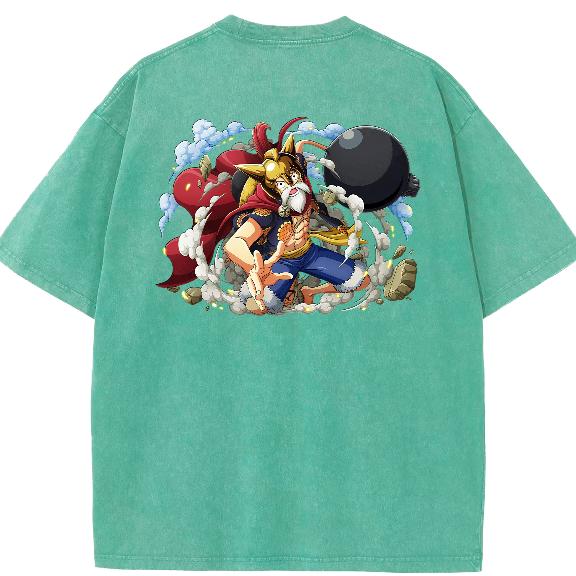 ワンピース モンキー・D・ルフィ ONE PIECE Monkey D. Luffy 綿100% ヴィンテージ風 半袖Tシャツ（背面プリント）